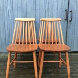 Vintage Scandinavian blond beech chairs.