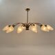 Brass chandelier, textured glass, 1960.