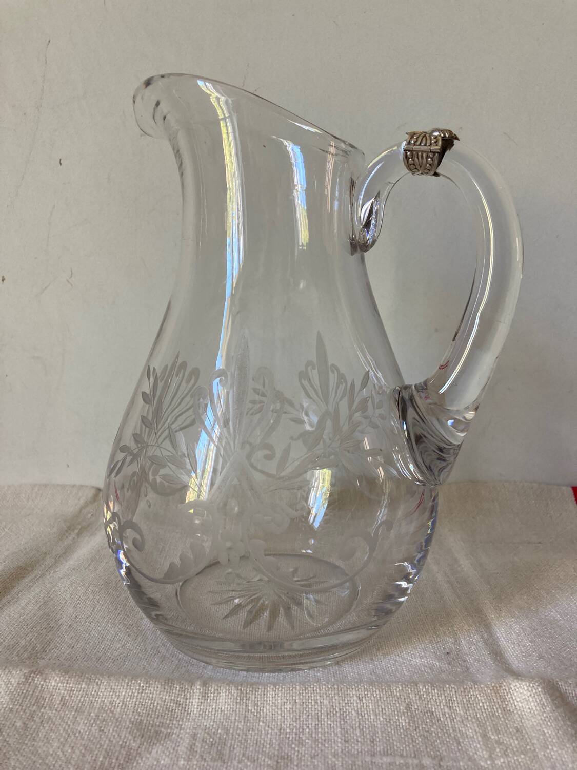 2 carafes en cristal et argent massif
