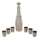 Liquor service crystal carafe glasses silver metal