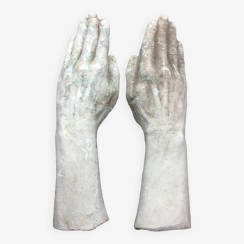Sculpture plâtre paire de mains début XXème