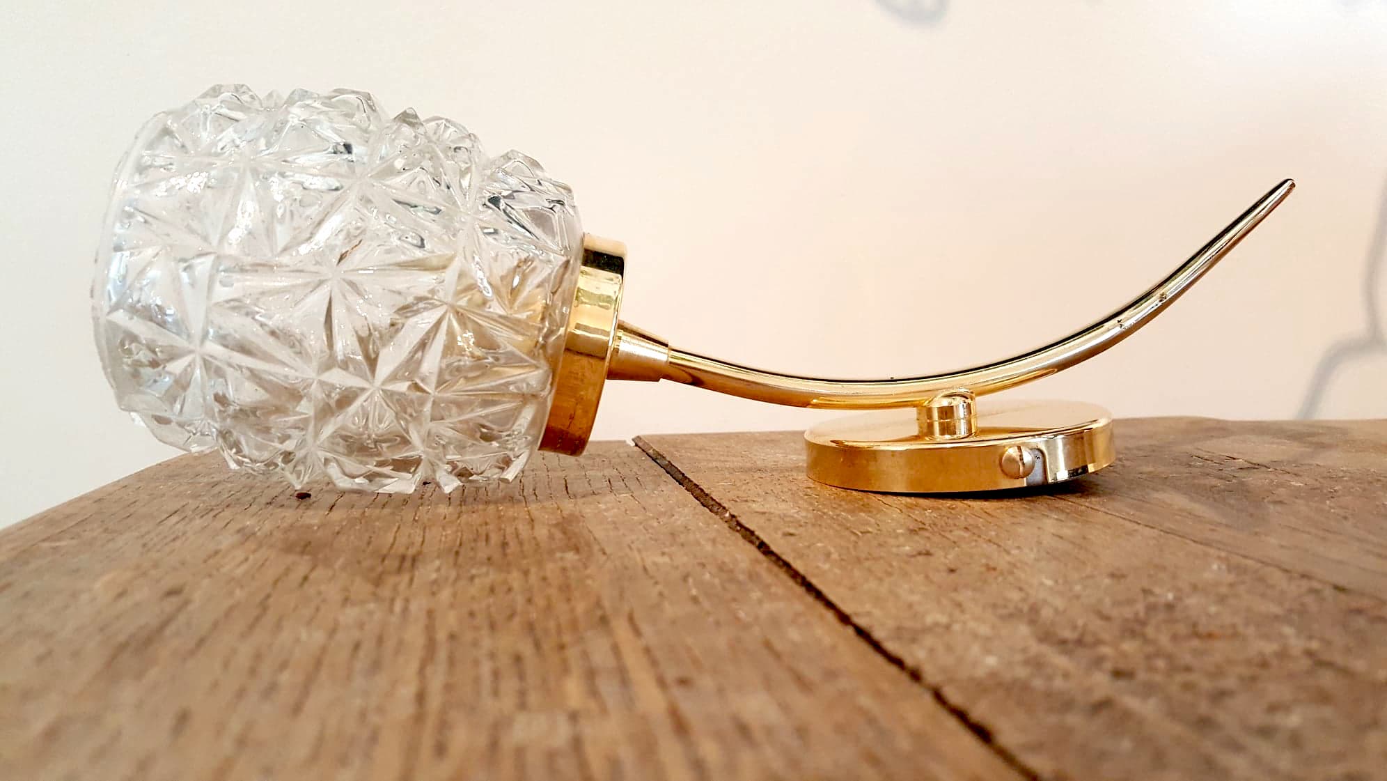 Vintage glass and gold metal sconce