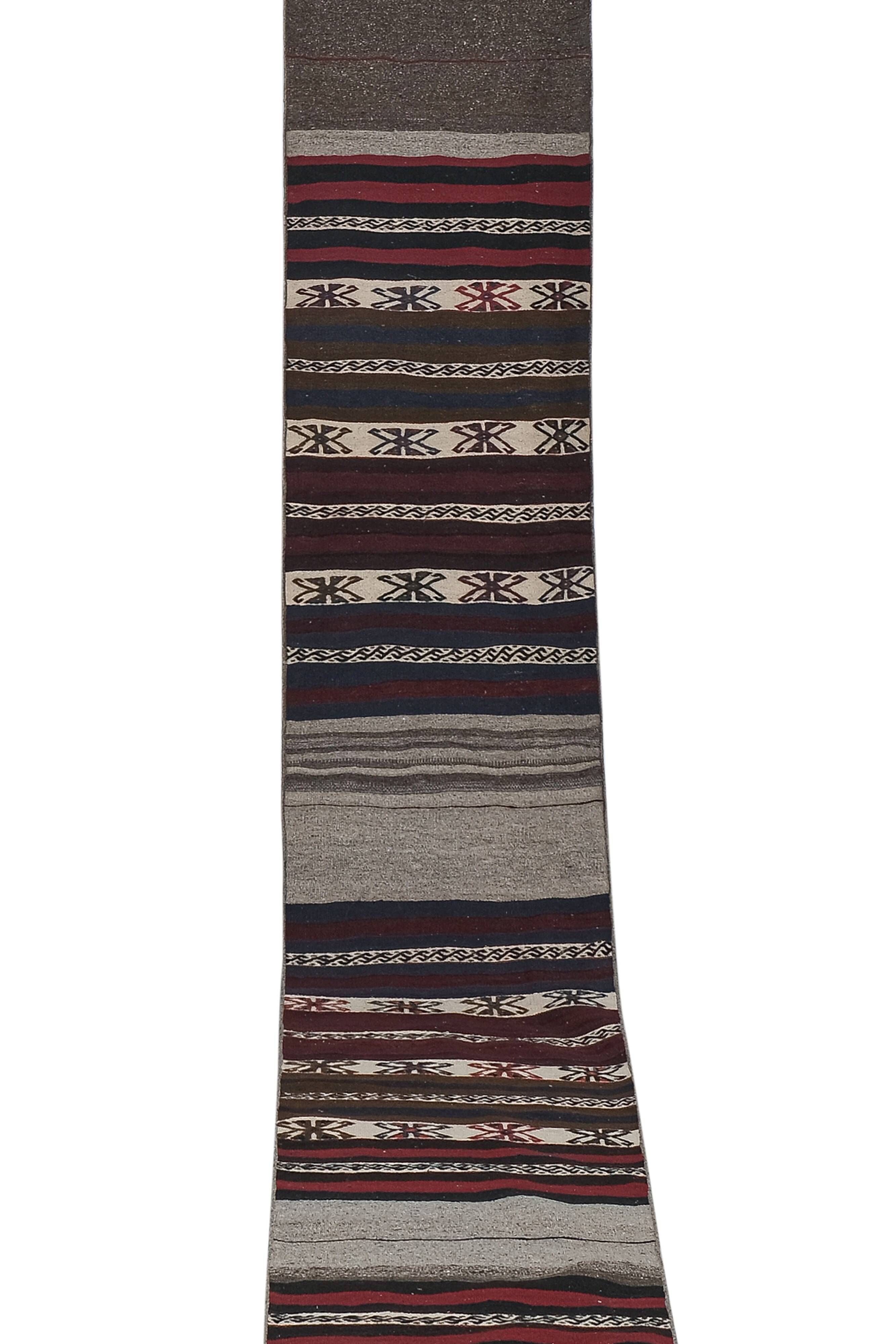 Early 20th Century Gabbeh Stair Kilim Runner with Horizontal Stripe