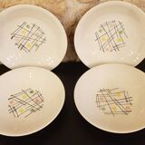 4 GIEN Arlequin soup plates