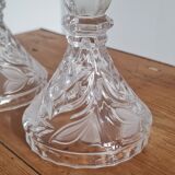 Pair of chiseled crystal candlesticks