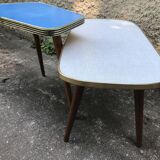 Lot of two vintage coffee tables feet compass