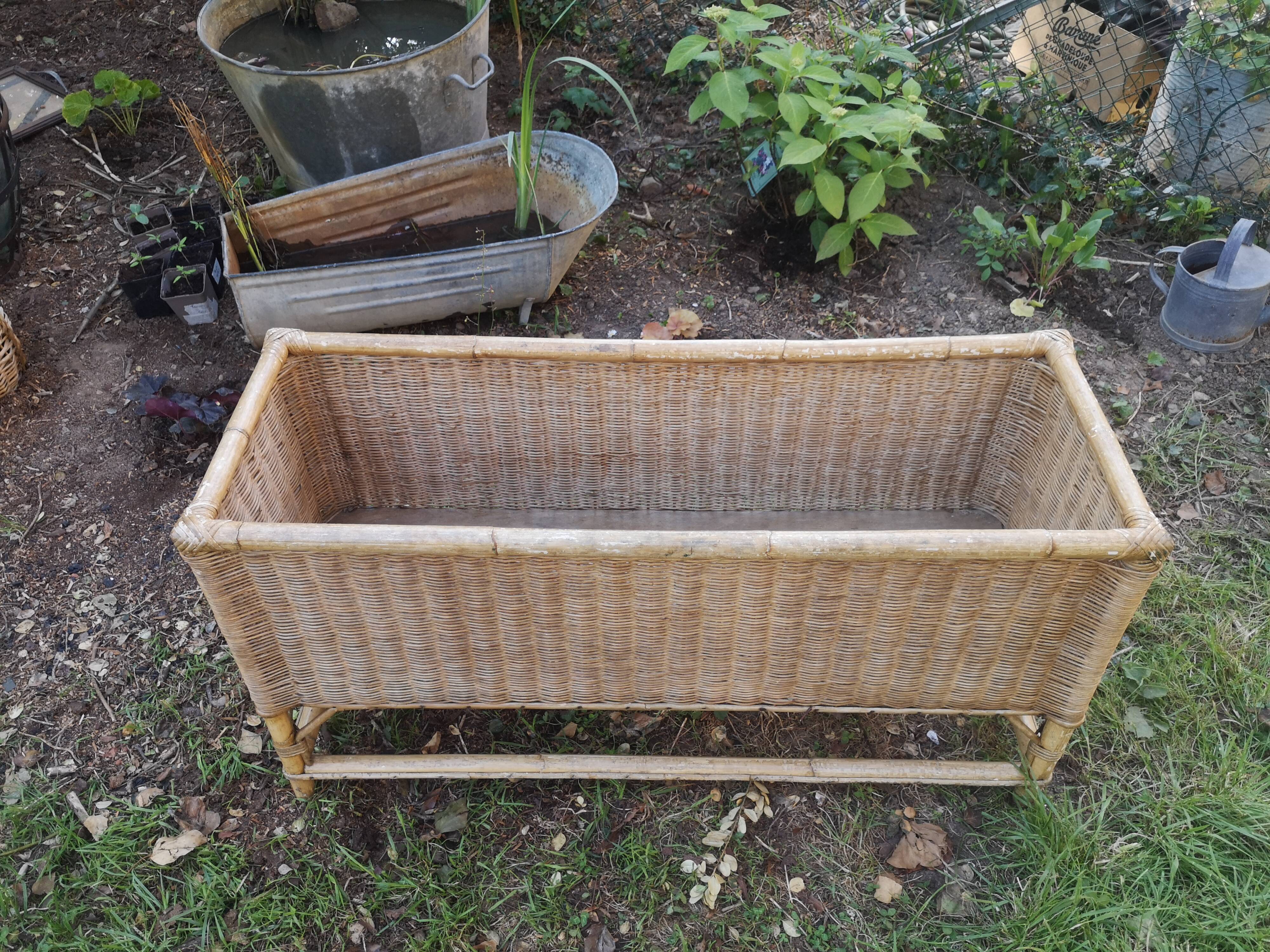 Vintage rattan planter