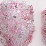 Set of 4 Murano Wall Light Pink Flower by Seguso, 1970