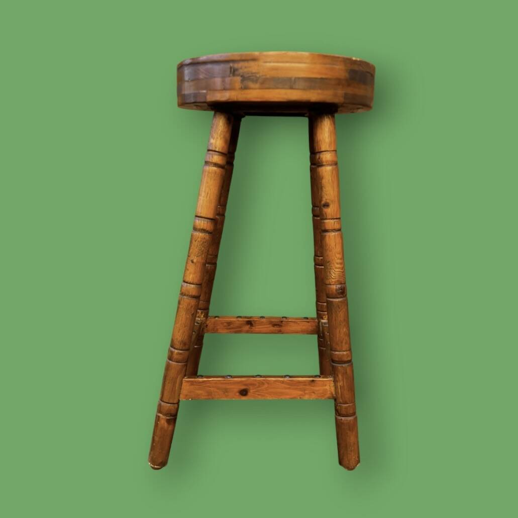 Vintage solid wood bar stool – handcrafted