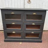 Meuble style de métier 6 tiroirs noir mat