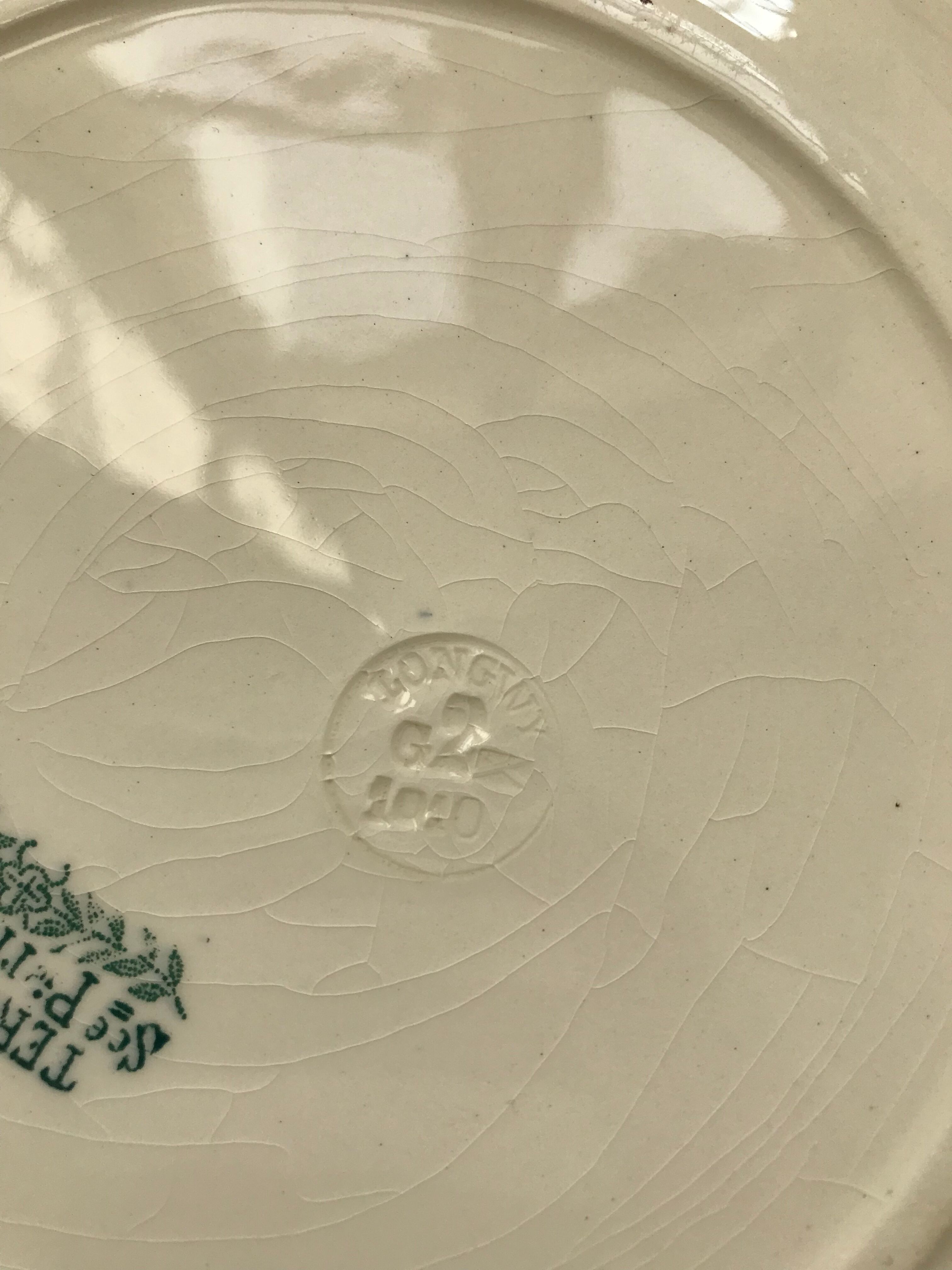 Series of 8 old flat plates Terre de Fer