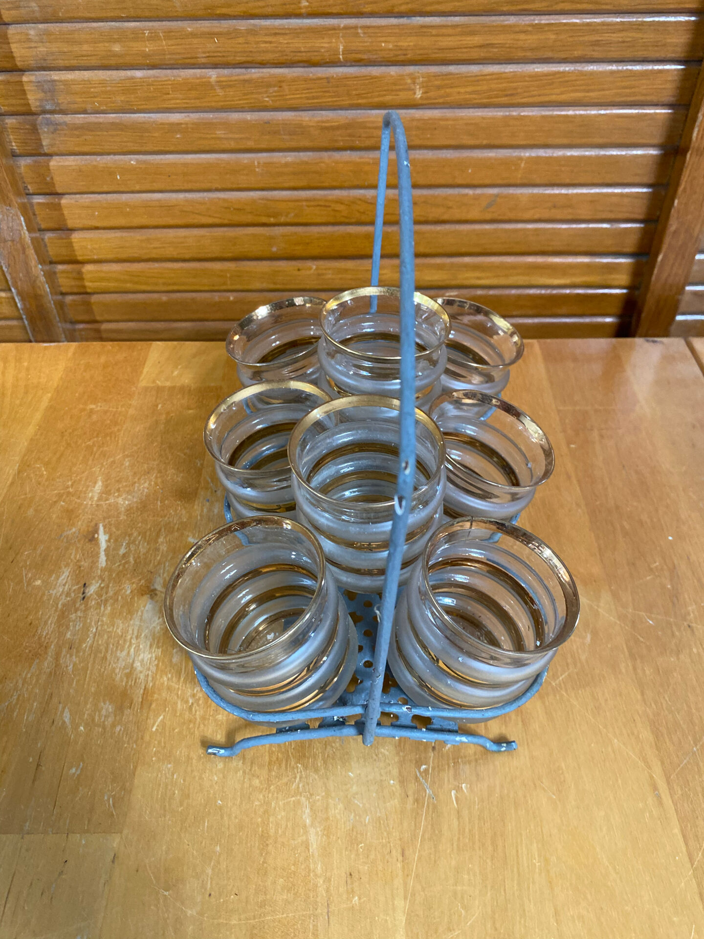 Service liqueur style mategot metal grey support + 8 bibendum glasses d
