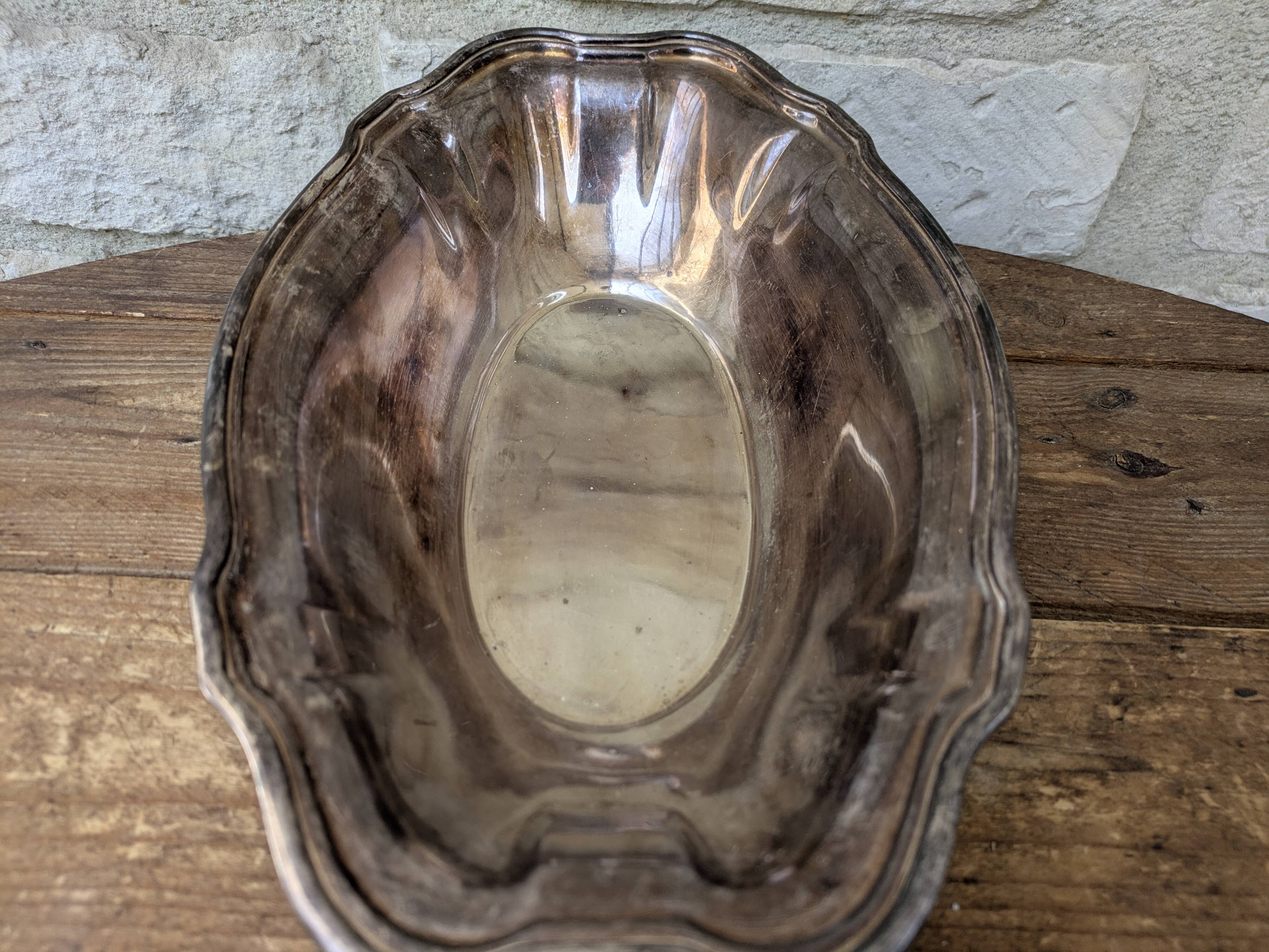 Hollow serving dish / silver-plated basket Ercuis 31x19cm 650g
