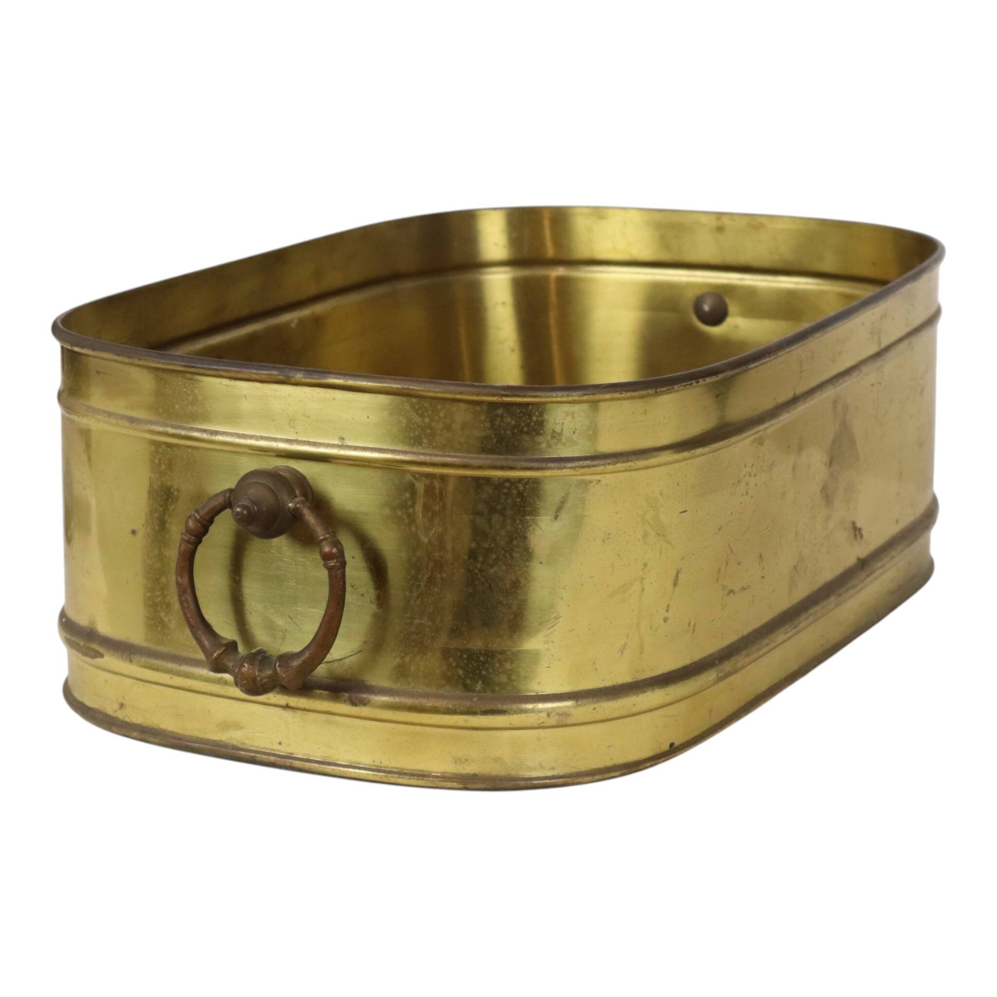 Large Oval Brass Planter Vintage XL Cachepot 41cm