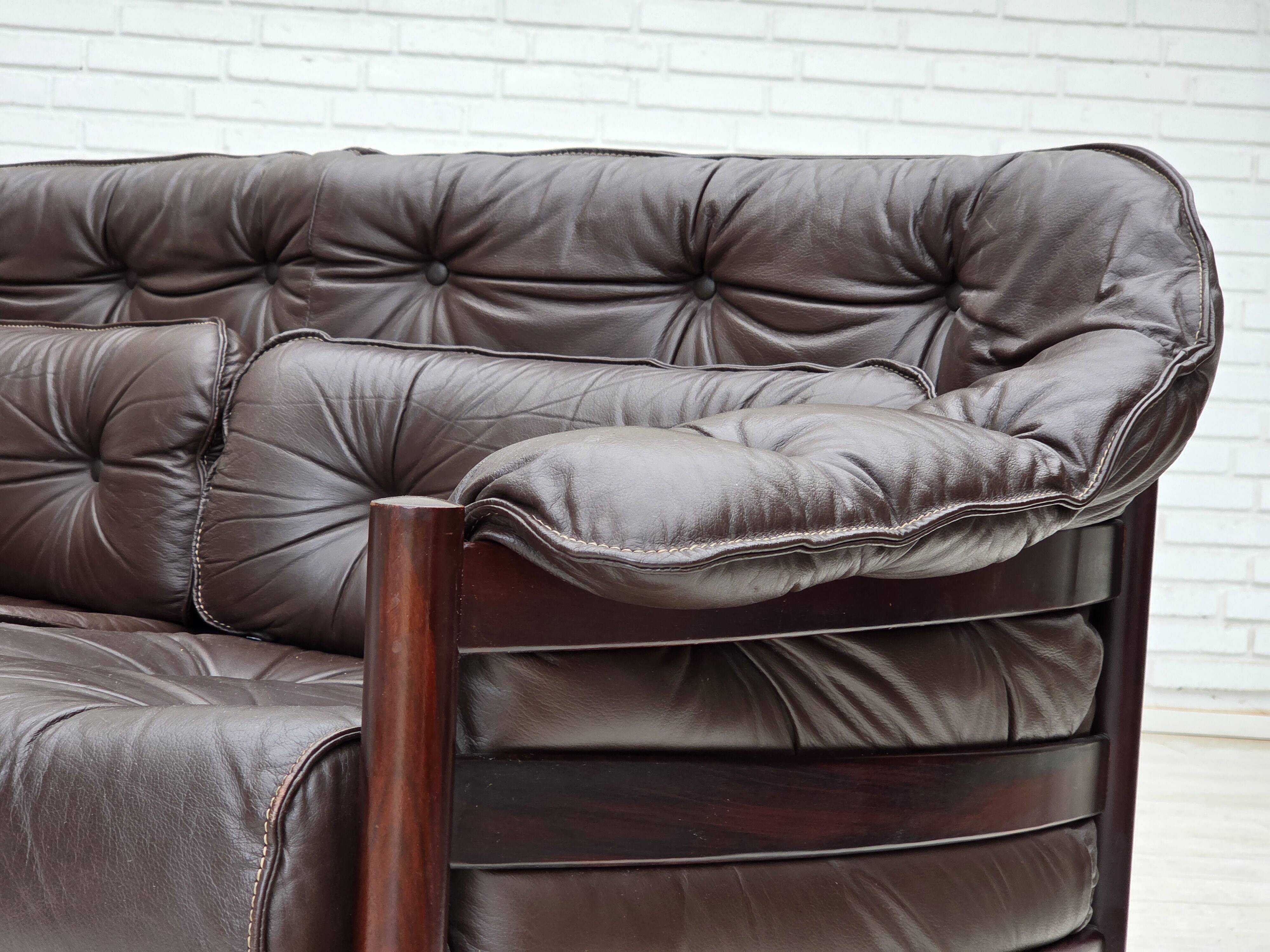 1970s, Scandinavian 3-seater sofa by Arne Norell, furniture leather.