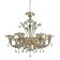 Contemporary Venetian Transparent-Gold Murano Style Glass Chandelier With Leaves and Turquoise Flowe