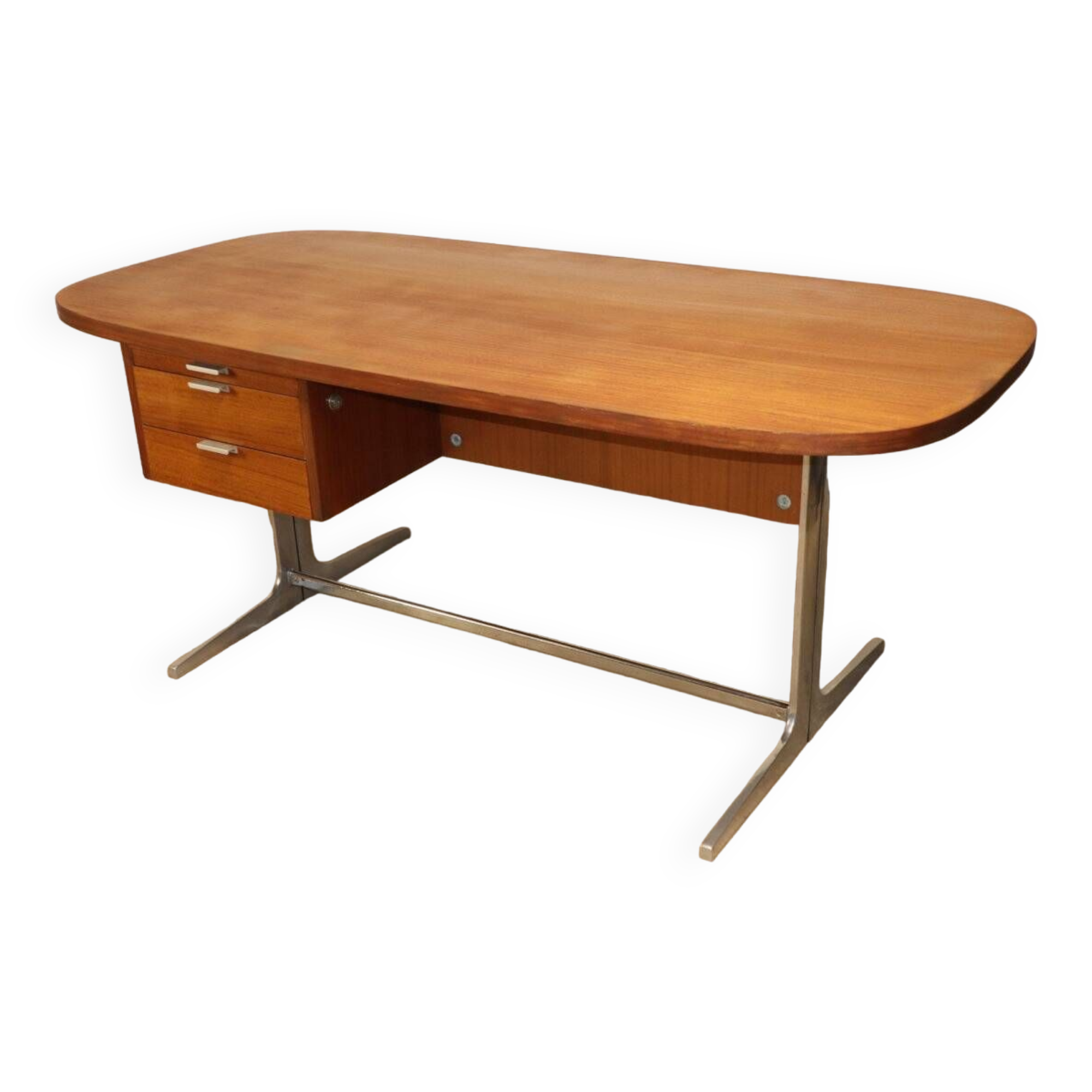 Vintage desk by George Nelson in wood and aluminum, 1960s
