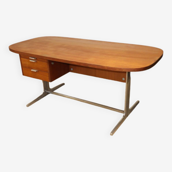 Vintage desk by George Nelson in wood and aluminum, 1960s