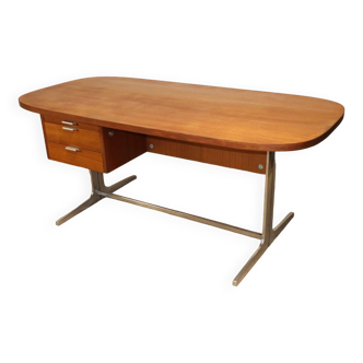 Vintage desk by George Nelson in wood and aluminum, 1960s