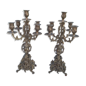 Paire de chandeliers en bronze