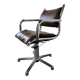 Chaise de bureau vintage brune avec cadre chromé