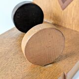 Paire de serre-livres vintage en bois, motif damier, années 50