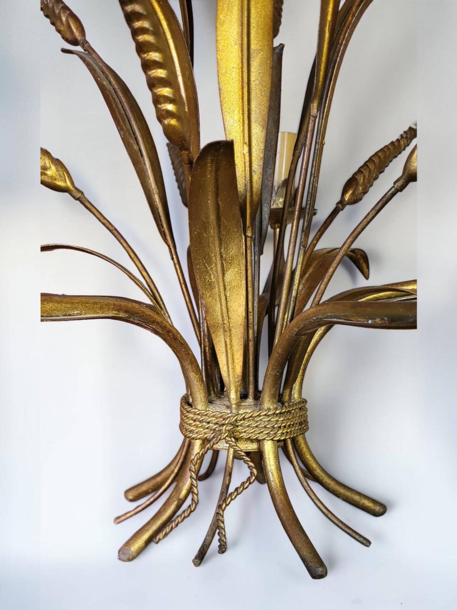 Golden metal chandelier Hollywood Regency, Hans Kögl 1970s