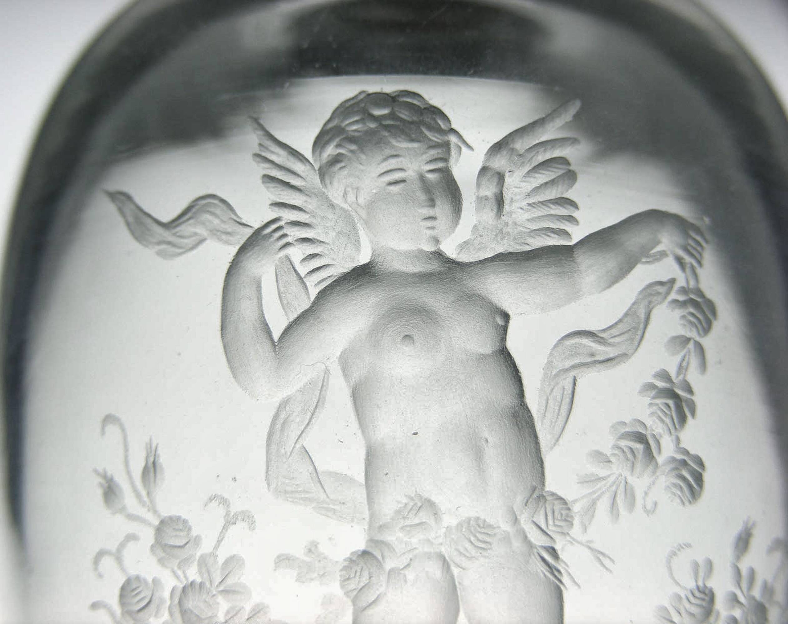 French 19th Century Eugene Michel Miniature Intaglio Carved Glass Vase