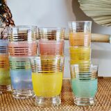 Set of 15 colored granite glasses