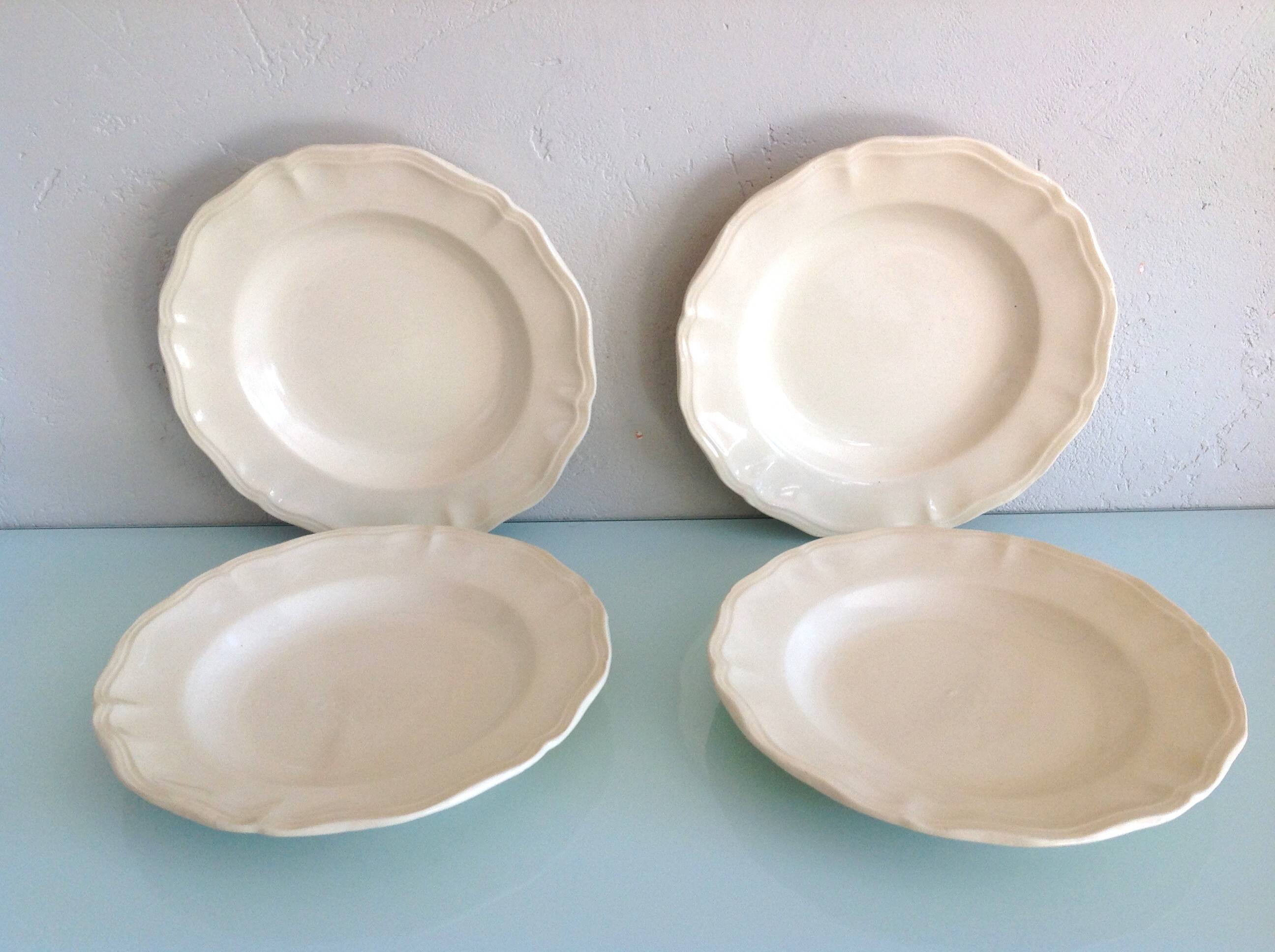 Four soup plates Ivory service/Faienceries de Sarreguemines/vintage 50
