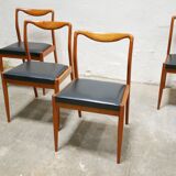 Series of 4 vintage Scandinavian chairs in teak and skaï