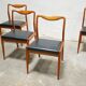 Série de 4 chaises scandinaves vintage en teck et en skaï