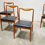 Series of 4 vintage Scandinavian chairs in teak and skaï
