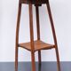 Art Nouveau wood stand planter with stone plaque