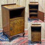 1930s English Burl Walnut Bedside Table