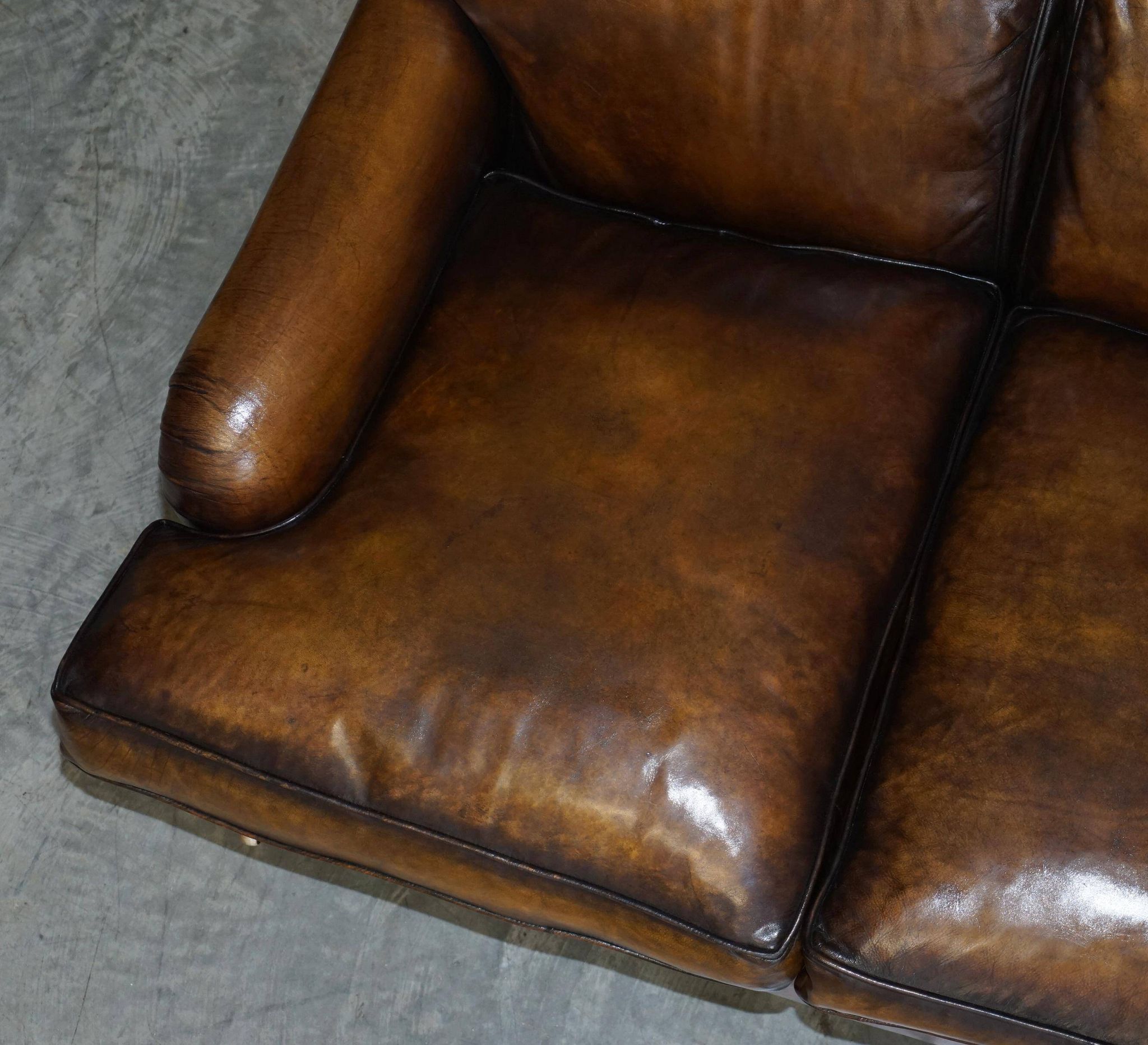 Howard & Son leather canapé, restored vintage, 3-seater