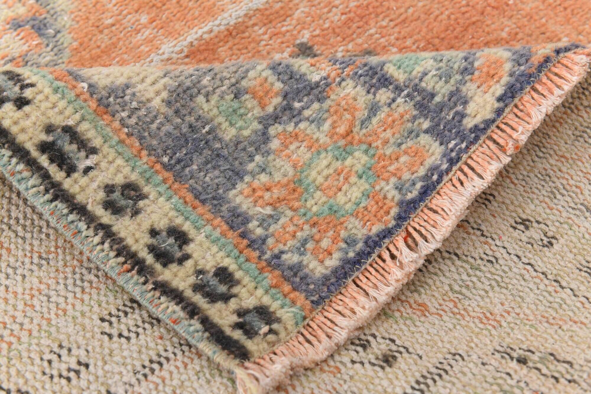 Apricot Tones Pastel Handwoven Turkish Vintage Carpet Rug, 177x273 Cm