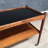 Rolling Cart in Rosewood with Black Formica Top, 1960s