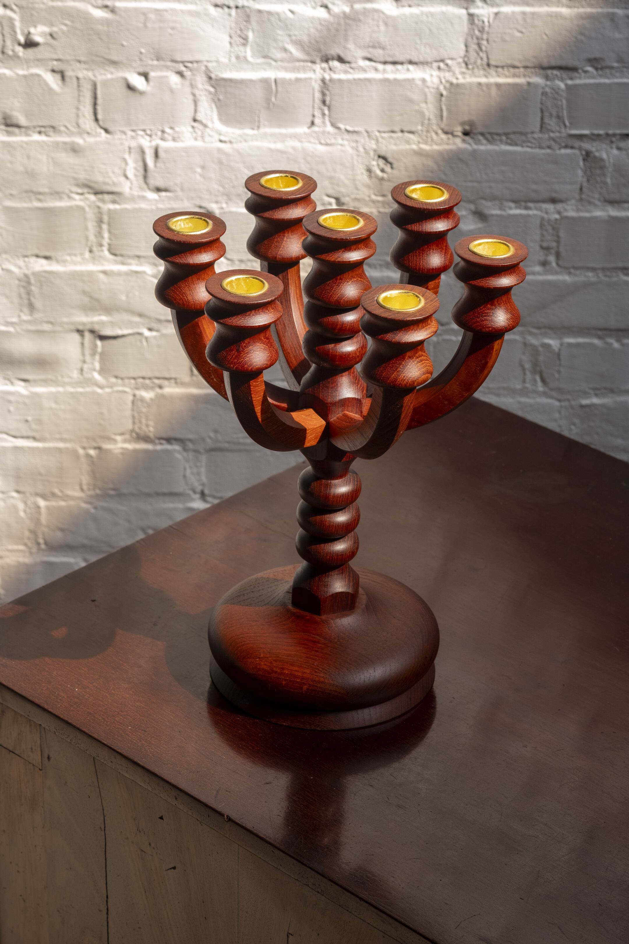 Midcentury Teak Candleholder for 7 candles, 1960s Denmark
