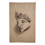 Old academic drawing, study of a head after marble, late 19th century
