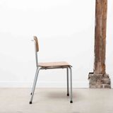 Stackable school chair, oak and grey colour