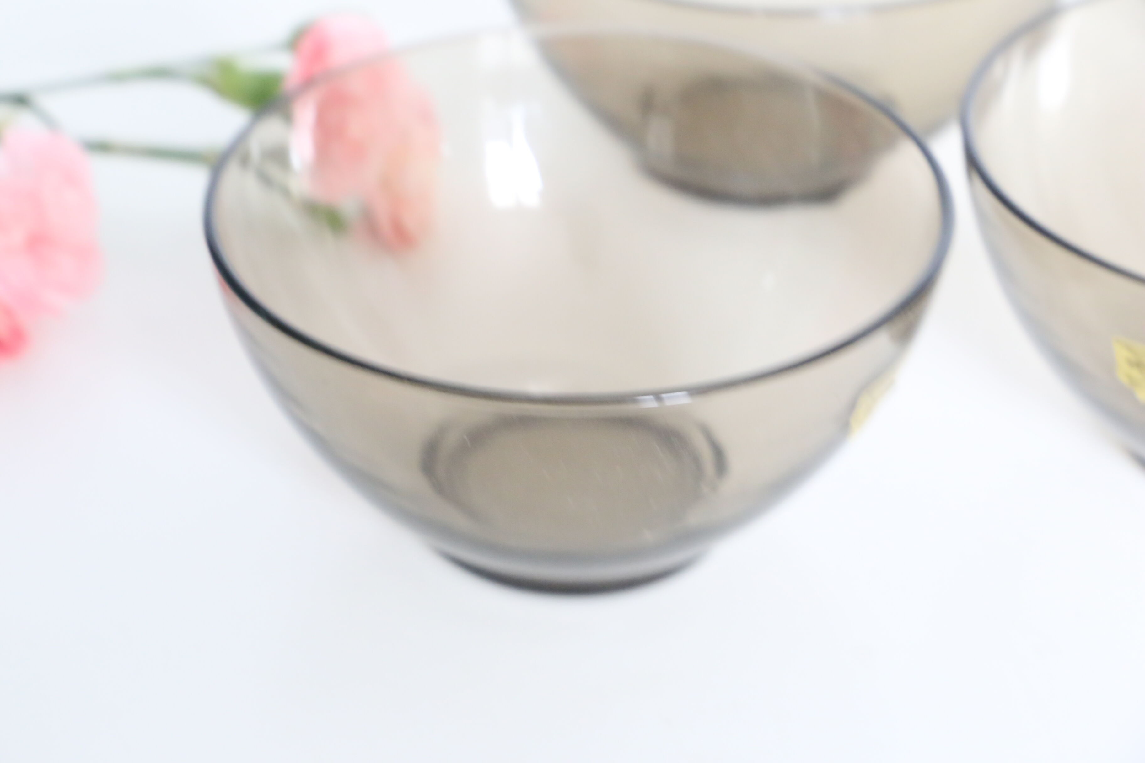 Set of 5 bowls arcopal in grey smoked glass