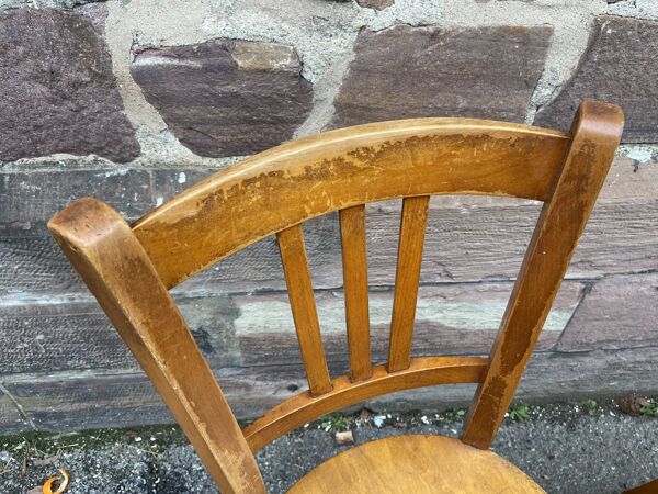 Paire de chaises bistrot 1950 brasserie bois courbé