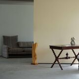 French sculptural desk in stained pine, early 20th century, Baroque style.