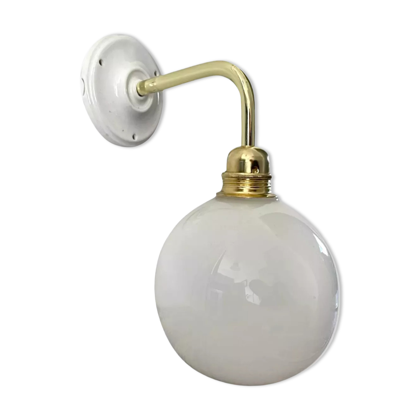 White opaline globe wall lamp