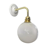 White opaline globe wall lamp