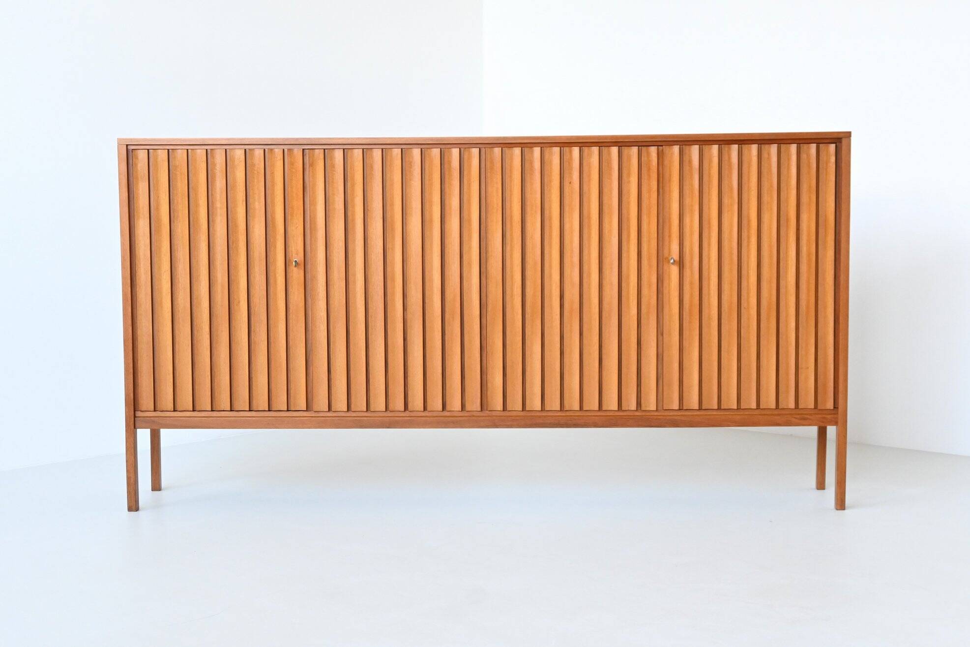 Leo Bub symmetric highboard in walnut XL Bub Wertmobel Germany 1960