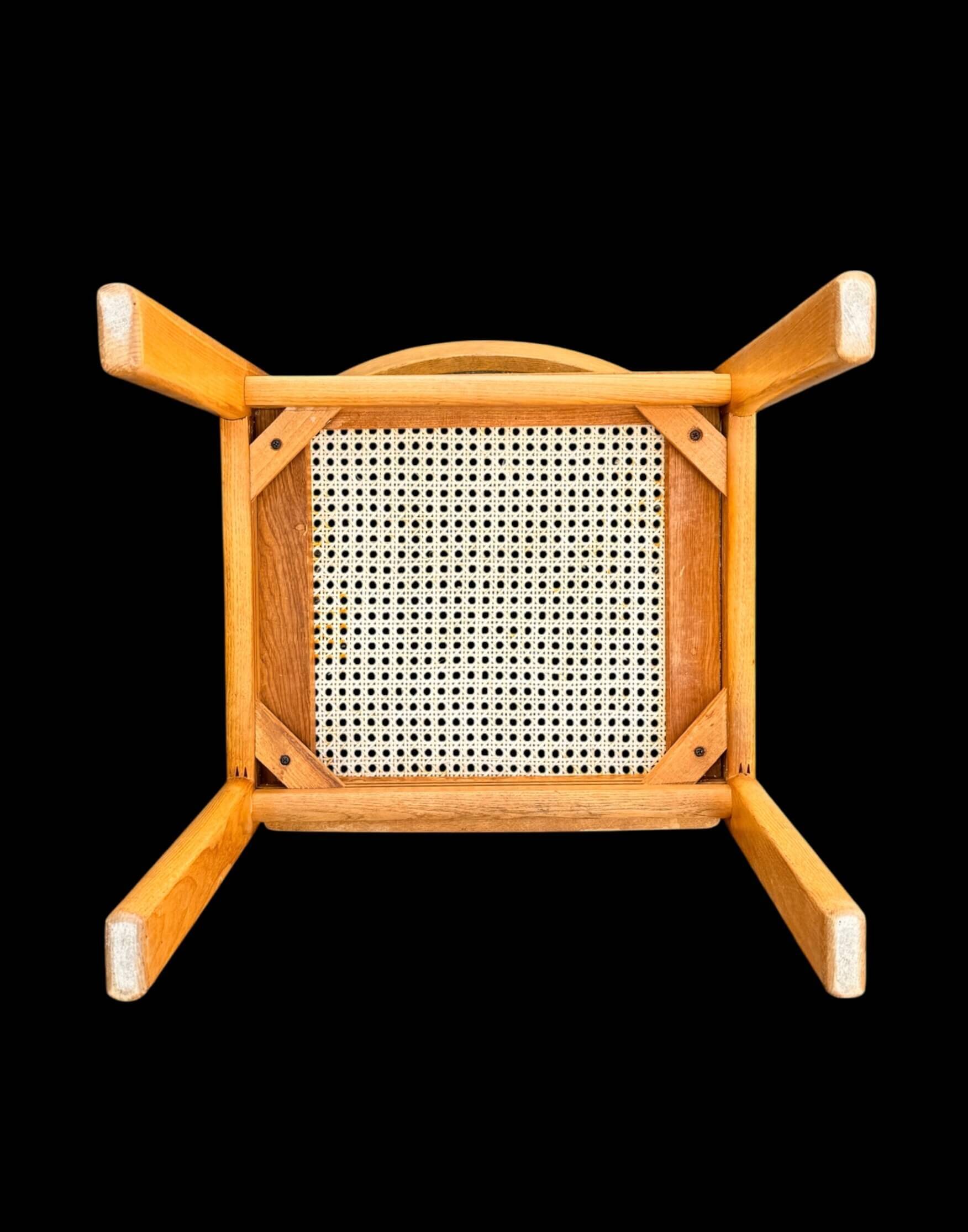 Set of 4 vintage chairs in solid ash and cane