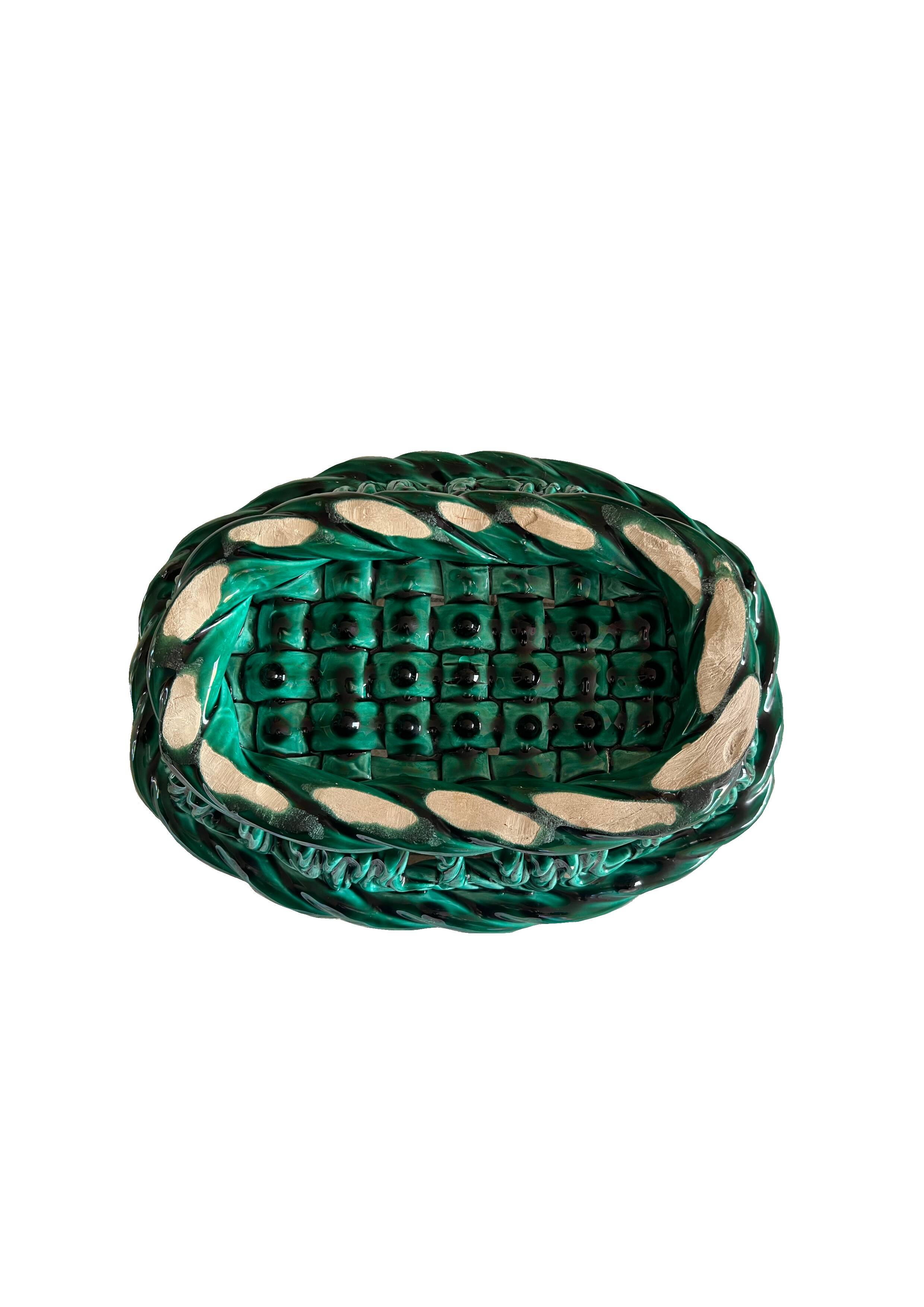 Vallauris Green Glazed Ceramic Bowl