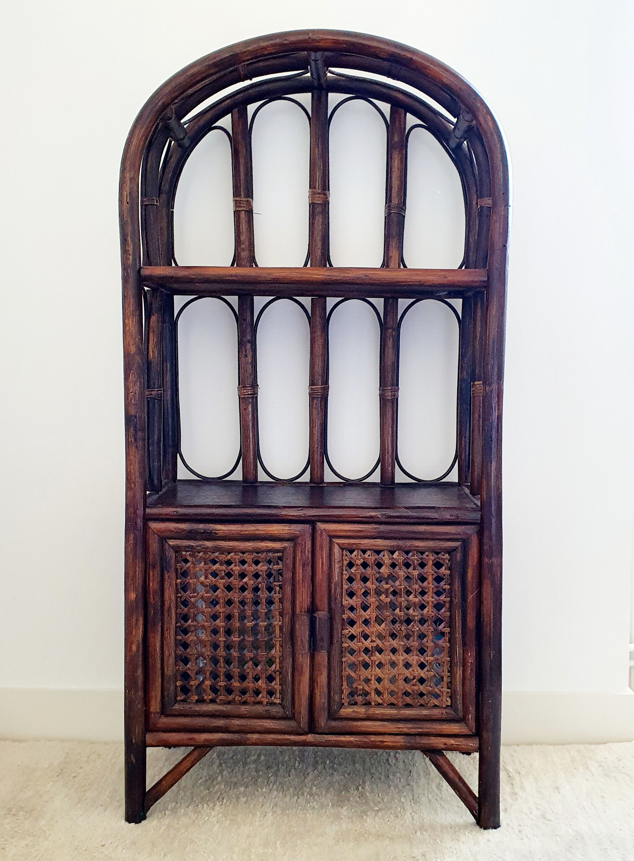 Rattan floor shelf and cannage from the 70s
